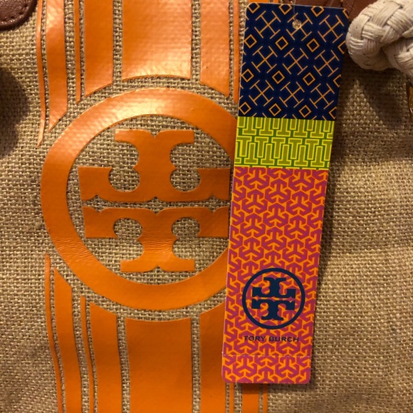 Tory Burch Bags Authentic Nwt Tory Burch Burlap And Leather Stripe